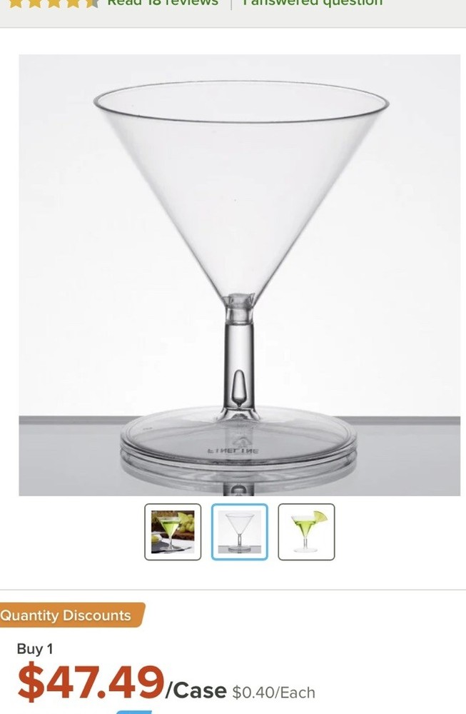 Case 2oz Clear Plastic Mini Martini Cups Wedding Party Sample FINELINE Tiny Tini