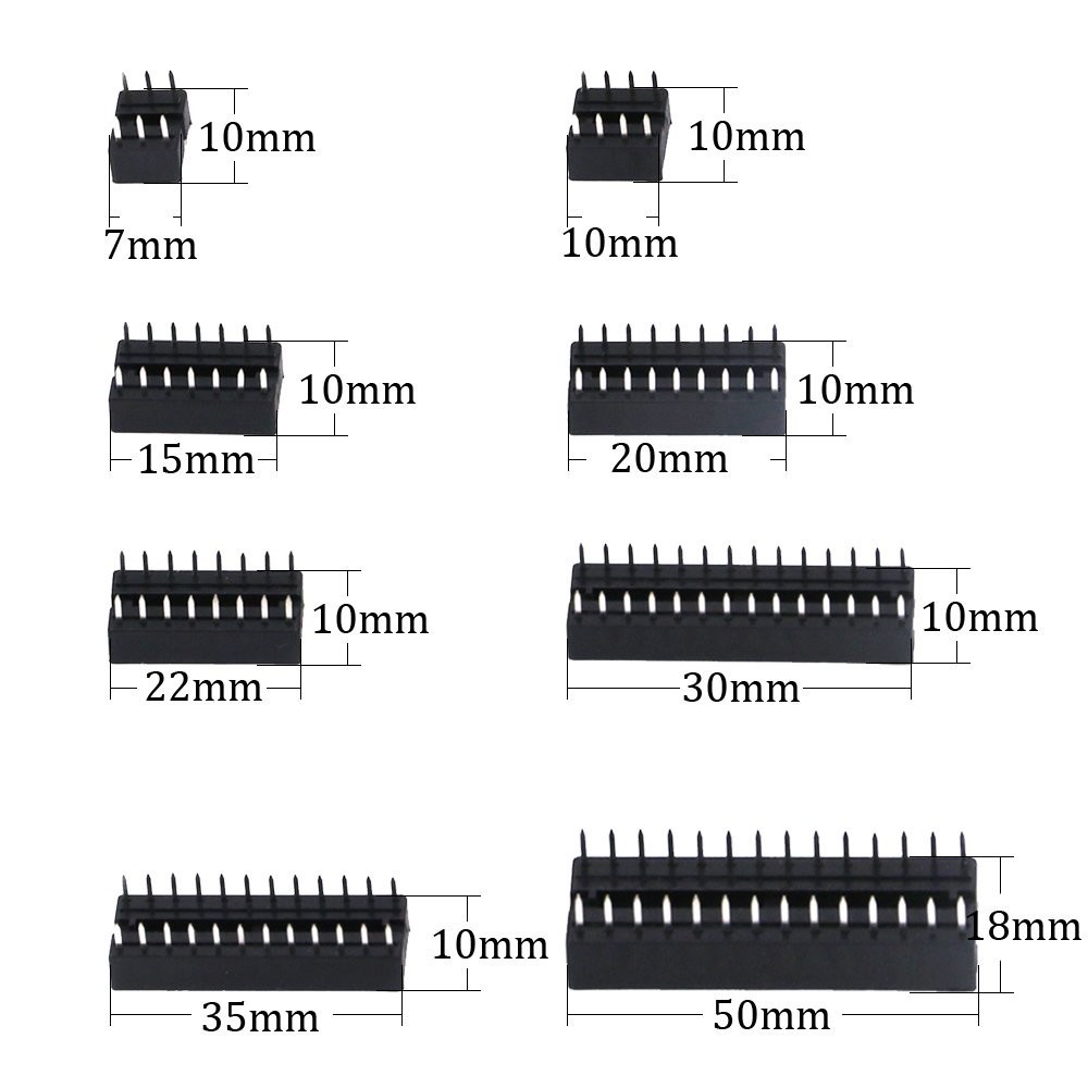 Comprehensive 122Pcs DIP IC Sockets with 2.54mm Pitch for Electronics Projects