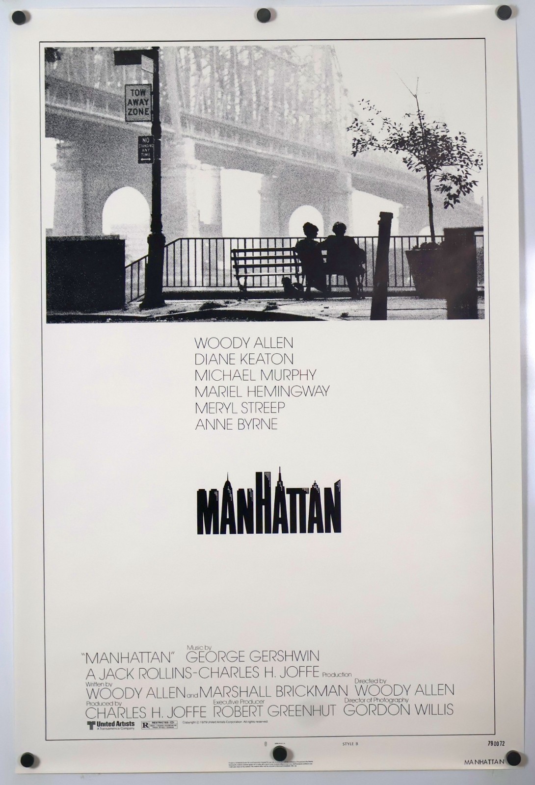 Manhattan original movie poster 27x41 1978 ROLLED Woody Allen Style B
