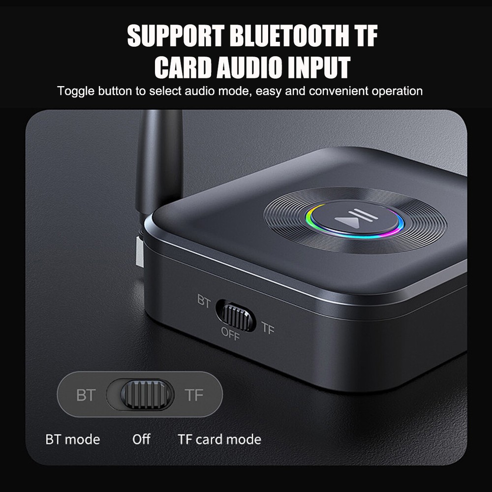Bluetooth 5.1 Receiver Wireless 3.5mm Jack AUX to 2 RCA Audio Stereo Adapter A++