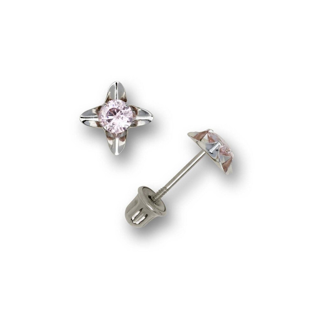 14k Yellow and White Gold Cz Stud Earrings