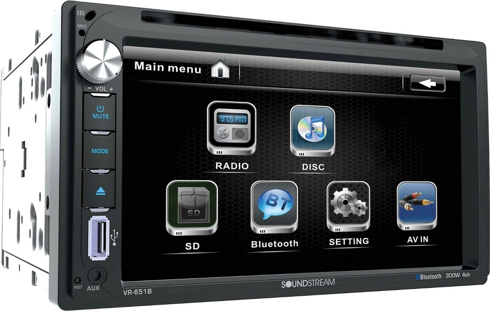 Soundstream Double Din VR-651B/1 DVD/CD Player USB 7" LCD Bluetooth APP CONTROL