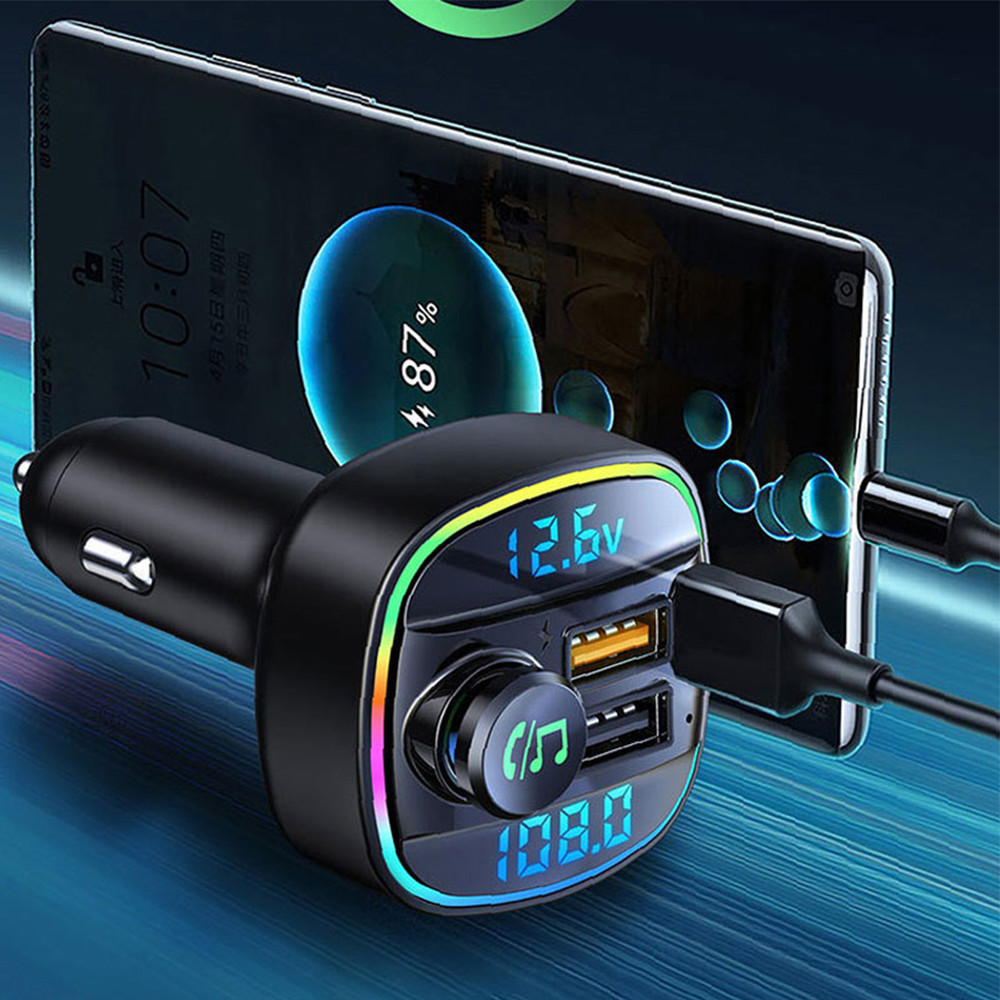 Bluetooth 5.0 Car Wireless FM Transmitter Adapter USB PD Charger AUX Hands US