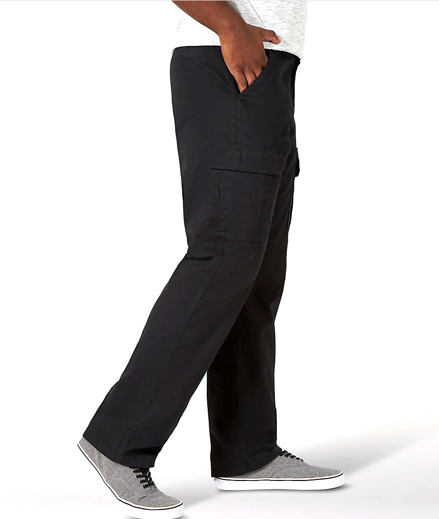 Men's Wrangler Cargo Pants w/ Stretch Black Relaxed Fit Tech Pocket CHOOSE SIZE