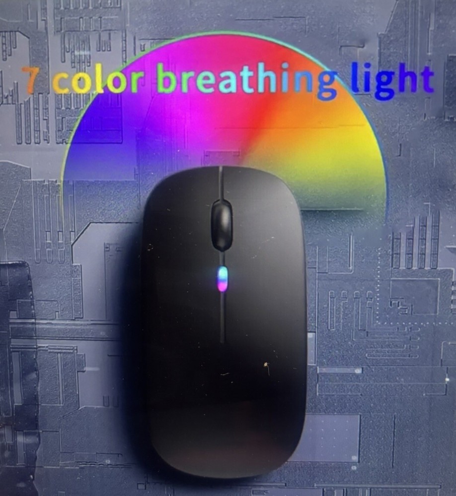 Wireless Mouse Slim Light-Up Rechargeable LED 2.4Ghz With USB receiver
