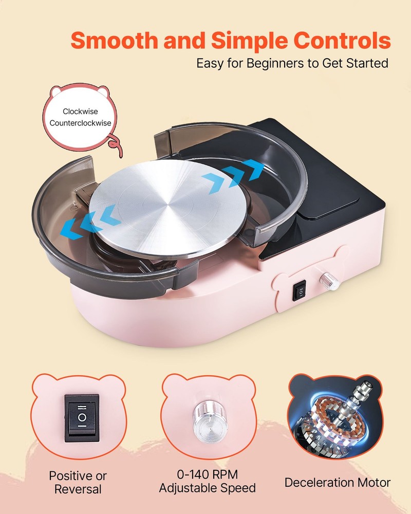 HOT/ Mini Pottery Wheel,6" Turntable,Forward and Reverse Rotation,Adjustabl