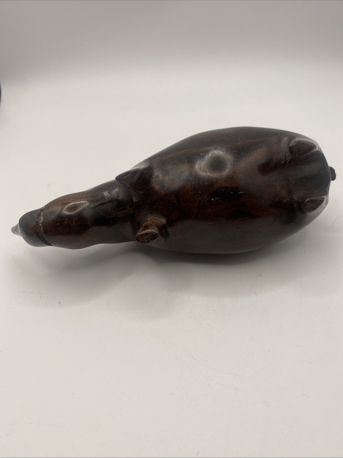 VTG African Hand Crafted Ebony Or Ironwood Rhinoceros Sculpture Figurine 6x2”