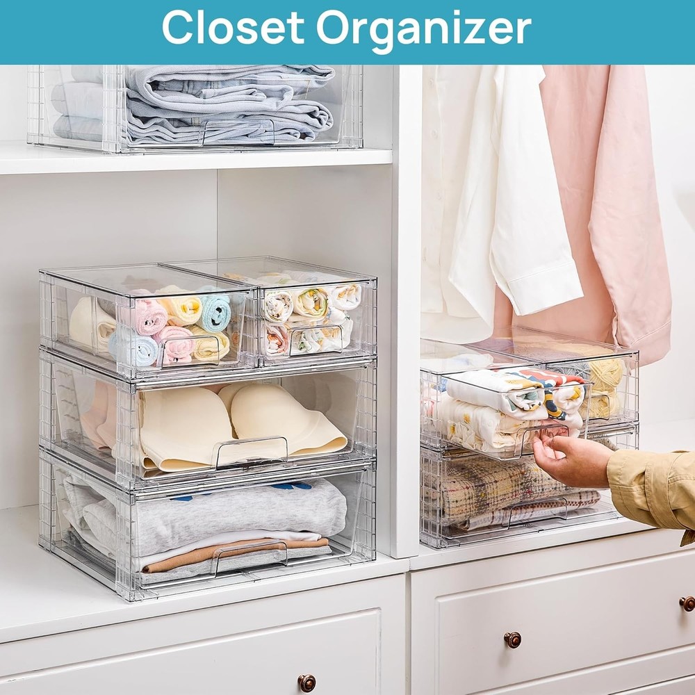 3 Pack Stackable Storage Drawers Easily Assemble Acrylic Bathroom Undersink