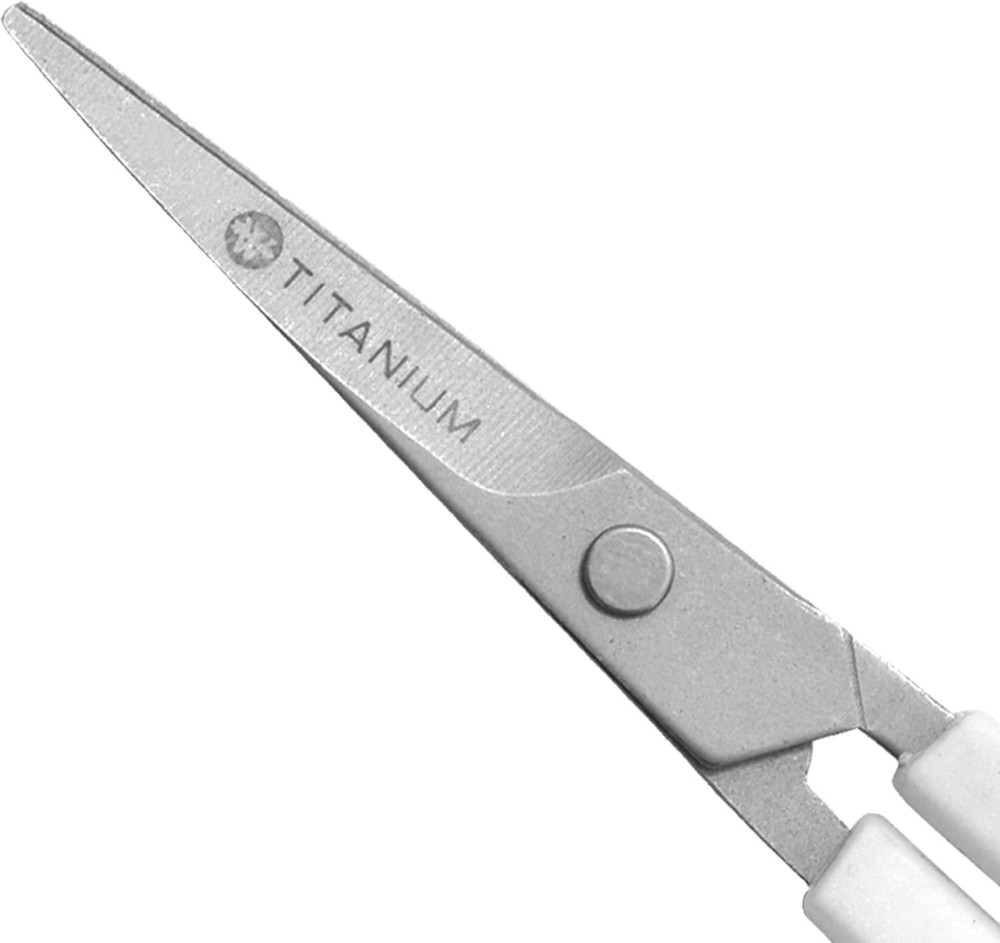 4" Titanium-Bonded Embroidery Scissors - Precision Crafting Tool in White/Gray