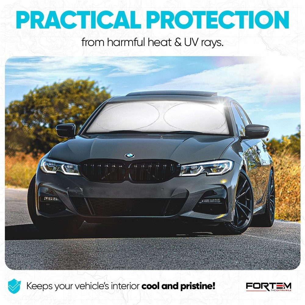 Multi-Size Car Sun Shade - Reflective Windshield Protector for All Vehicle Types