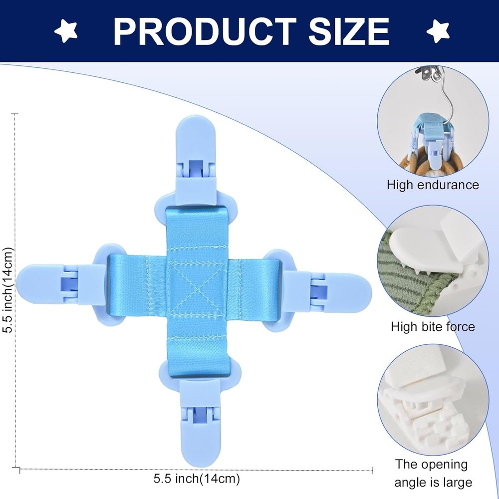 2 pcs Bed Sheet Detangler Reduces Laundry tangles，Keep Sheets/Duvet Blue