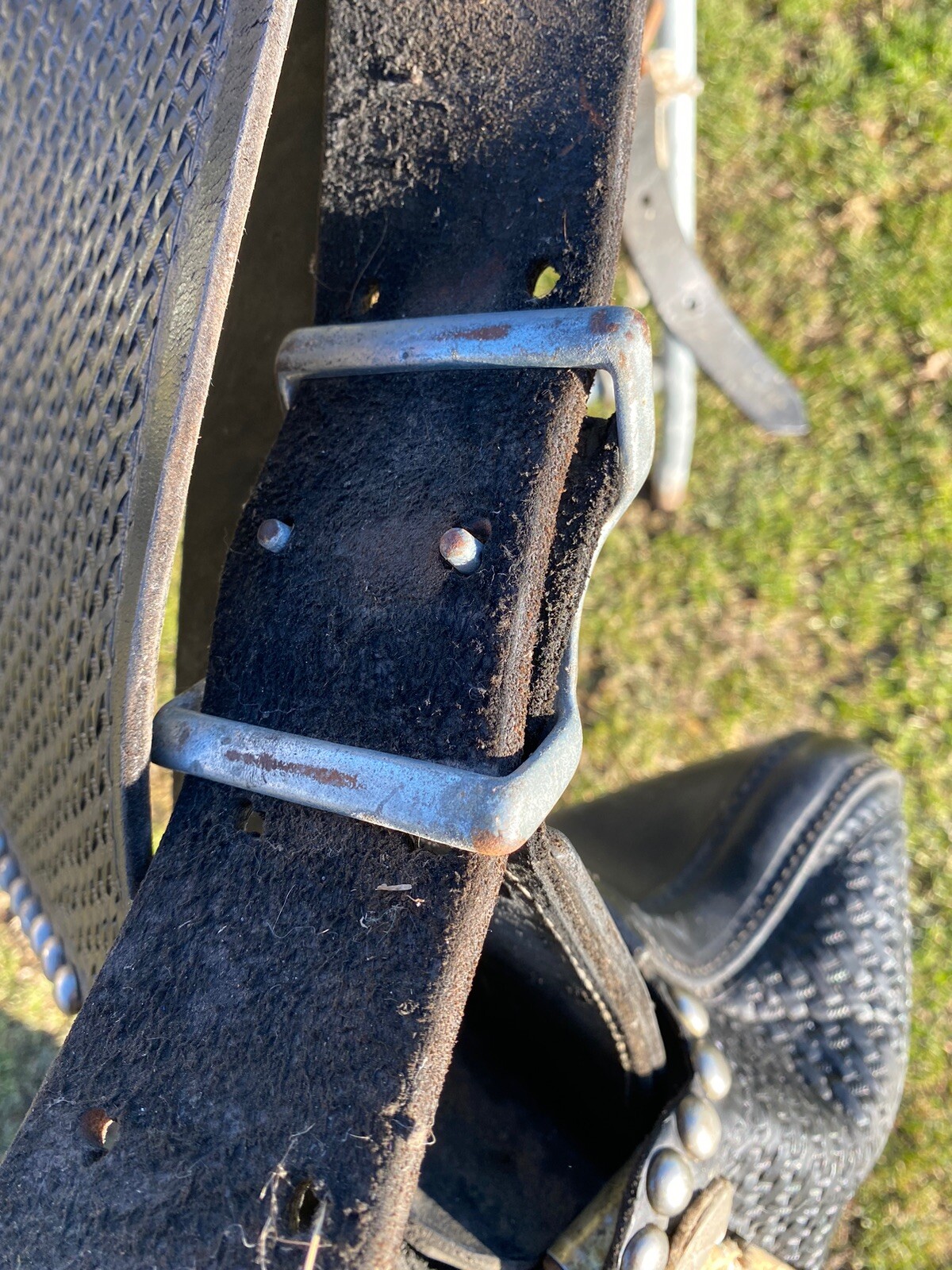 Vintage/Antique 14" Simco Western parade saddle w/silver studs, tapaderos