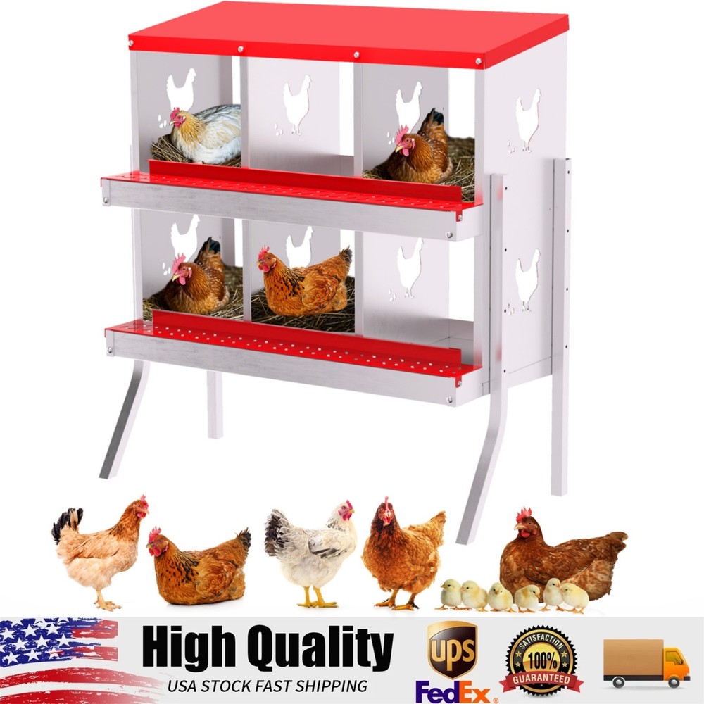 6 Holes Chicken Nesting Box, Metal Chicken Nesting Boxes, with Bracket Legs