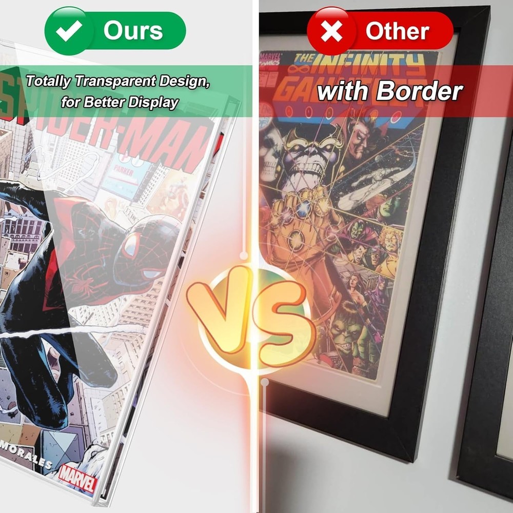Clear Display Case for Comic Book, Acrylic Comic Book Frame Wall Mount, Colle...