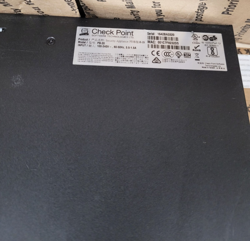 CHECKPOINT PB-20 SECURITY FIREWALL APPLIANCE NO RACK EARS (TESTED)
