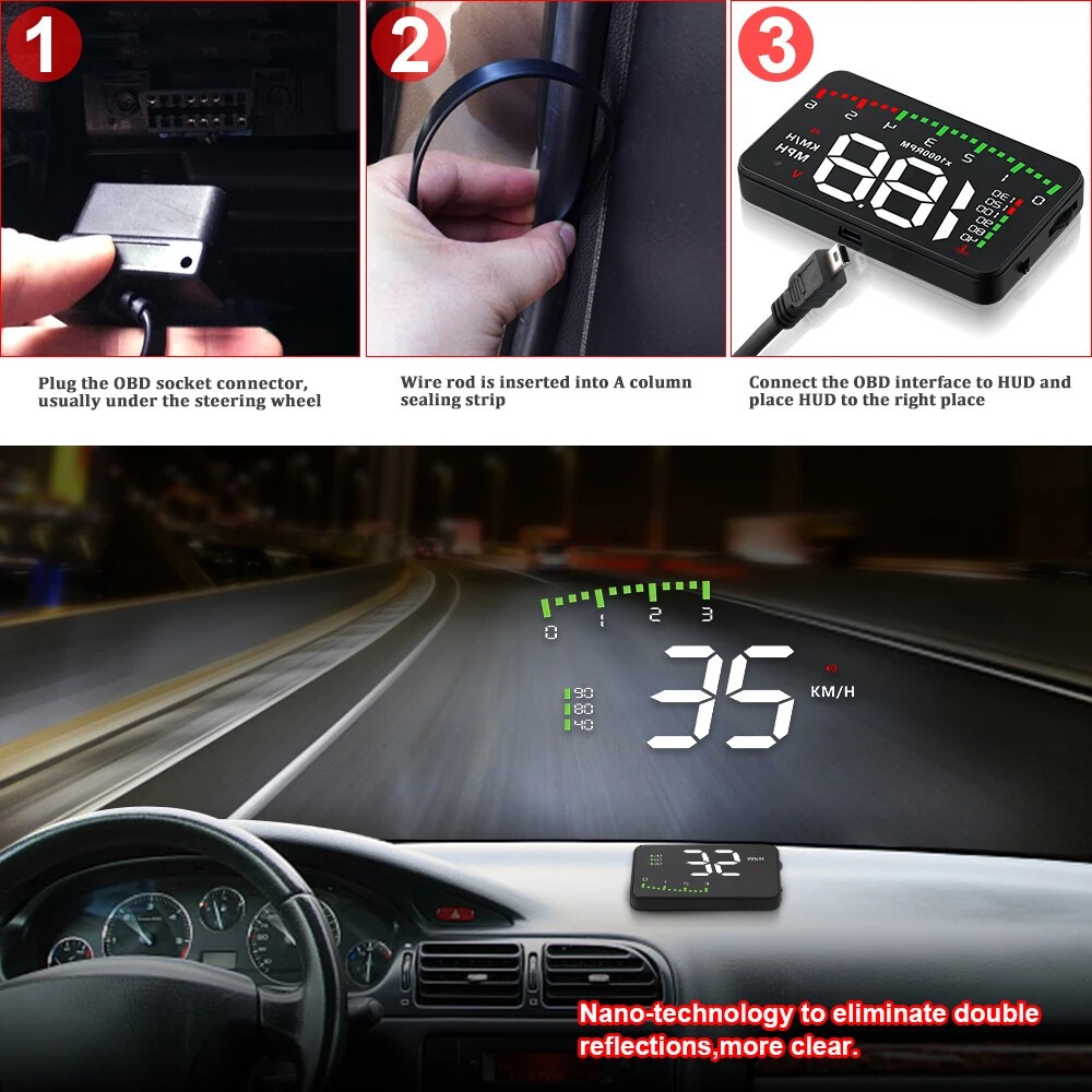 HUD Display Head-Up Display Car-Styling Overspeed Warning Windshield Projector