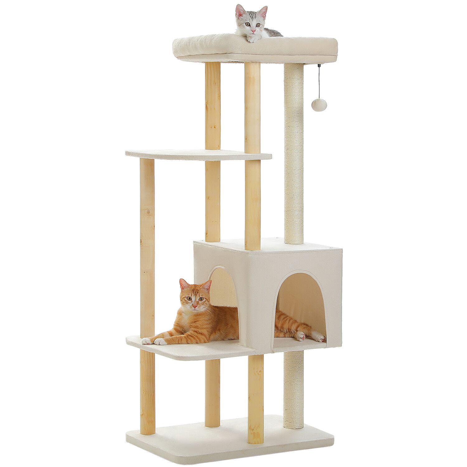 PAWZ Road Cat Tree Tower Scratching Post Wood Condo House with 2 Large Top Perch