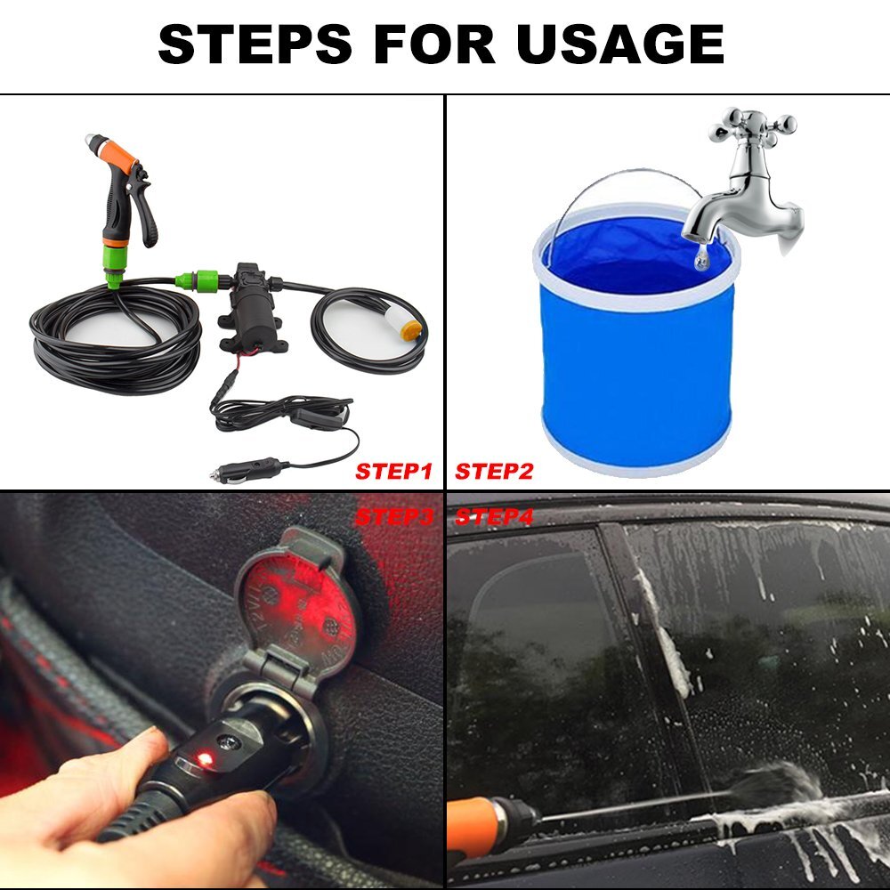 12V 80W 130PSI Electric Washer Wash Pump Gun Portable Machine Kit Multi Function