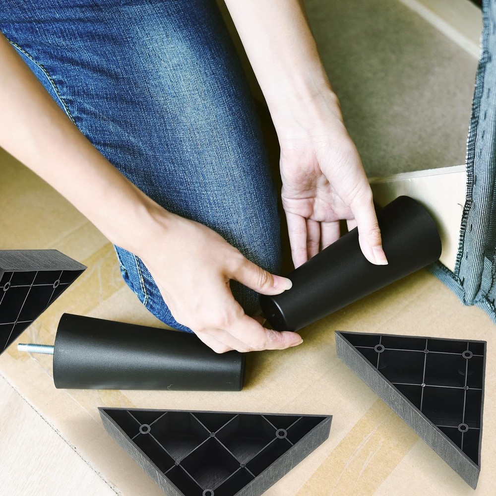 4 Sets Plastic Triangle Corner Sofa Couch Legs Replacement with Screws