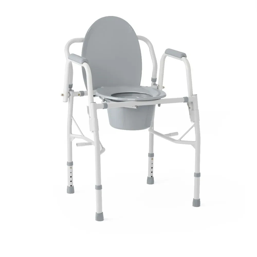Medline Drop-Arm Bedside Commode with Padded Seat and Back, Model G1-301DPX1