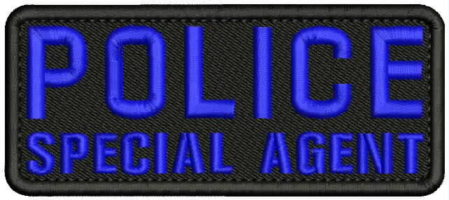 POLICE S AGENT EMBRIDERY PATCH 2X5 hook on back royal blue
