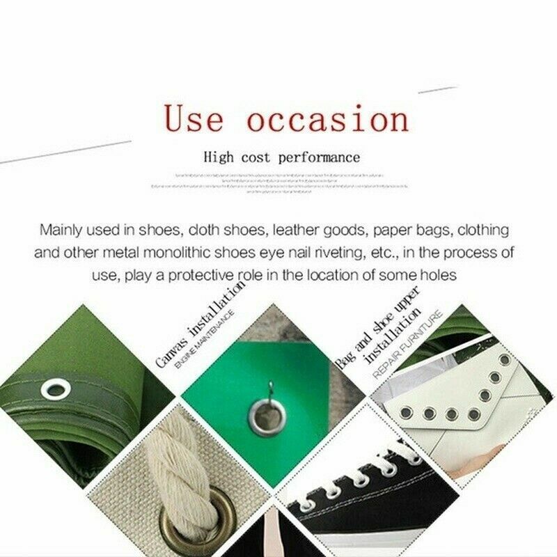 100PCS Eyelets Grommets Buckle Leather Rivet 12mm with Installation Tools