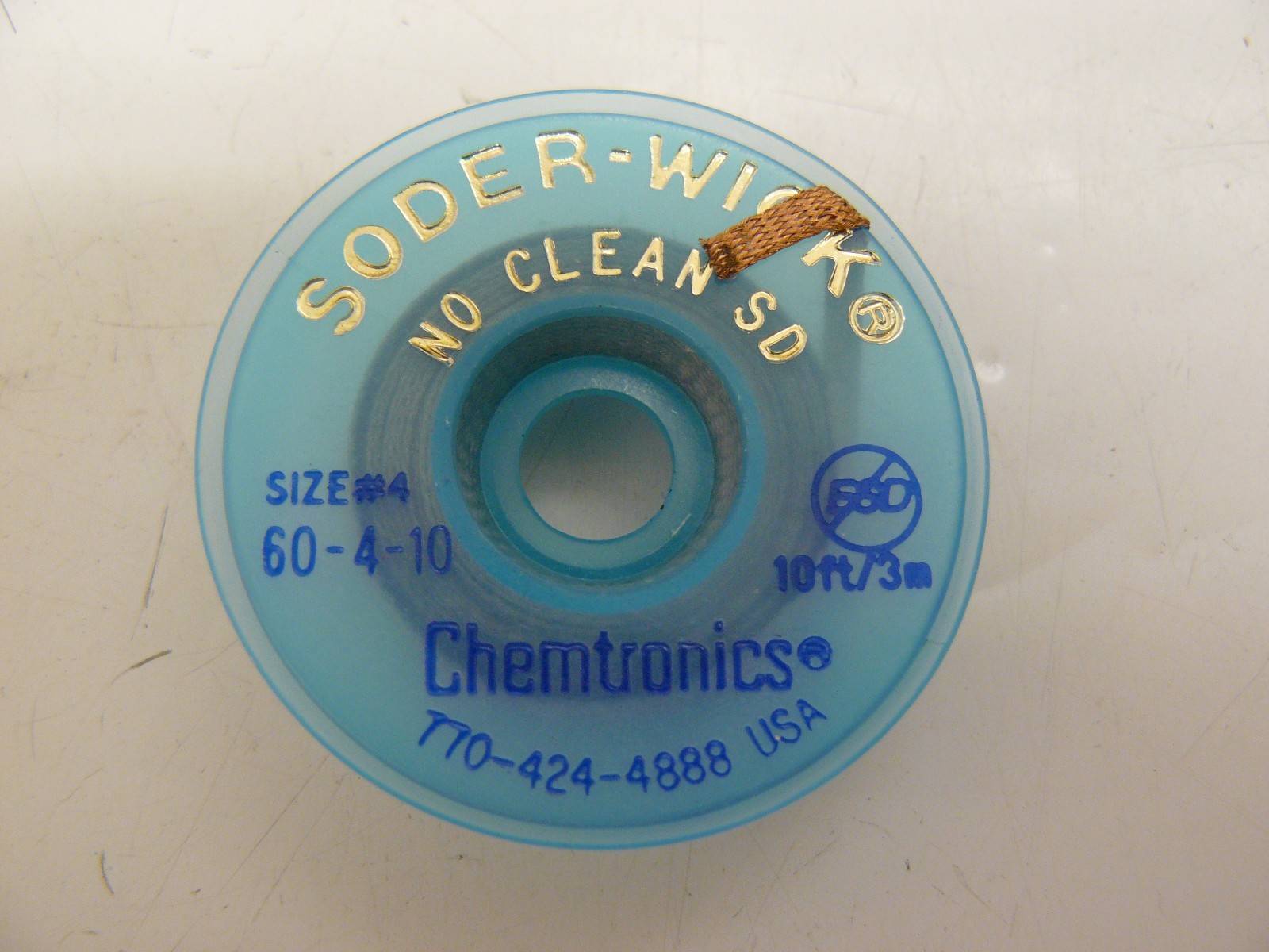Chemtronics 60-4-10 soder wick desoldering braid size 4 no clean SD 10ft 3M new