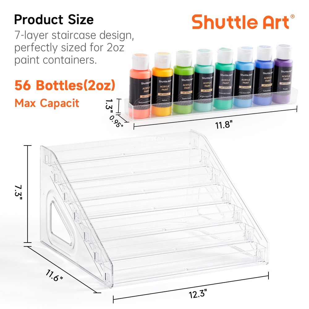 Acrylic Paint Organizer, 7 Layers Clear Storage Rack, Snap On Organizer for A...