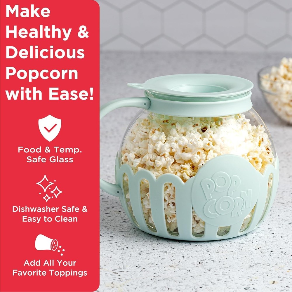 Ecolution Patented Micro-Pop Microwave Popcorn Popper with Temperature Safe Glas