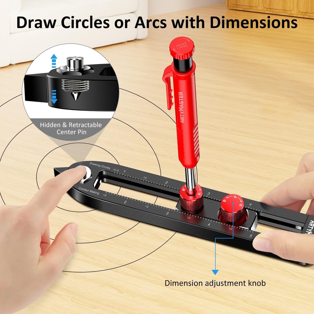 Multi-Function Scribing Tool, DIY Woodworking Scriber Line Maker, Portable Al...