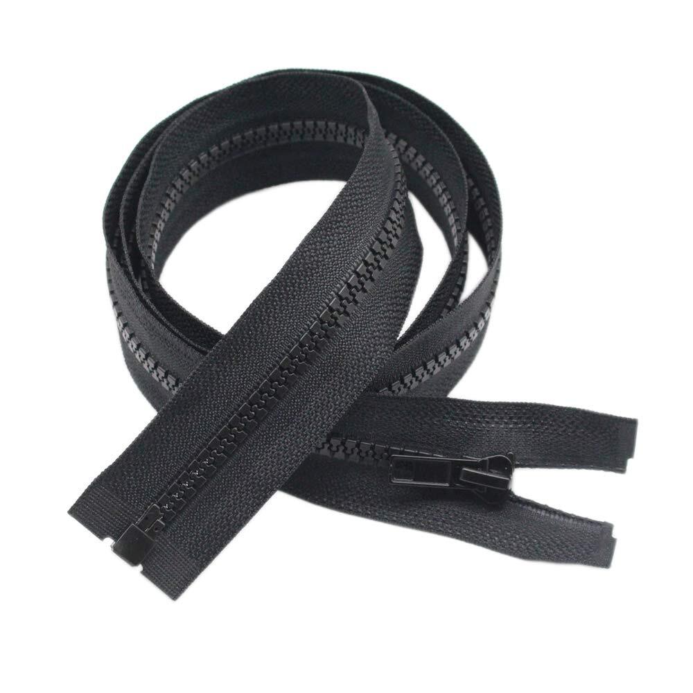 2PCS #5 17 Inch Black Separating Jacket Zippers Molded Plastic Bulk Sewing