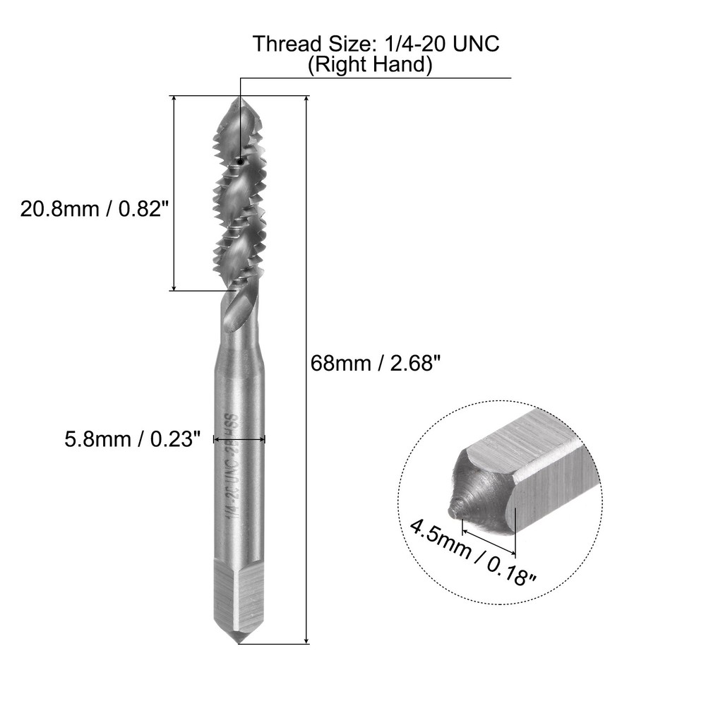 Spiral Flute Thread Taps 1/4-20 UNC 2B Screw Threading Tap Tapping Tools