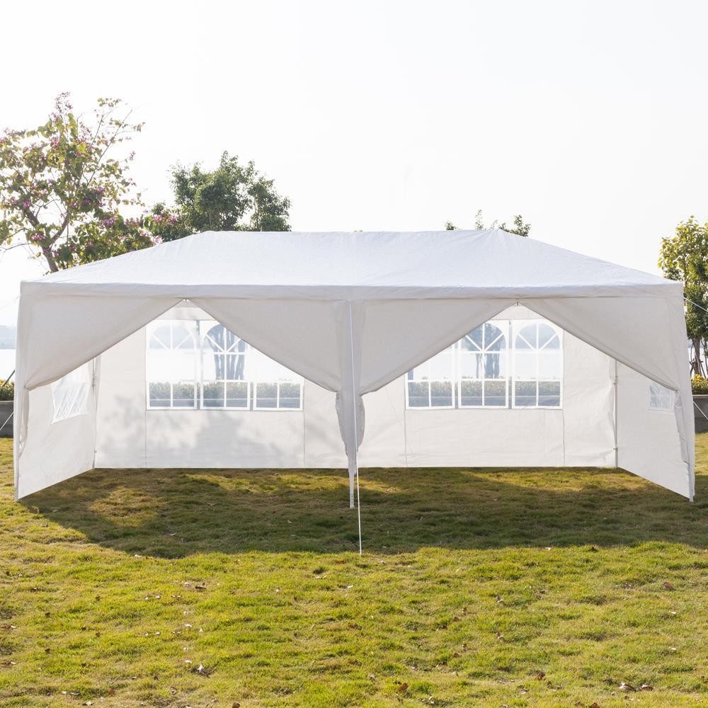 10x 20ft Party Canopy Tent PE Gazebo Wedding Canopy With 6 Removable Wall White