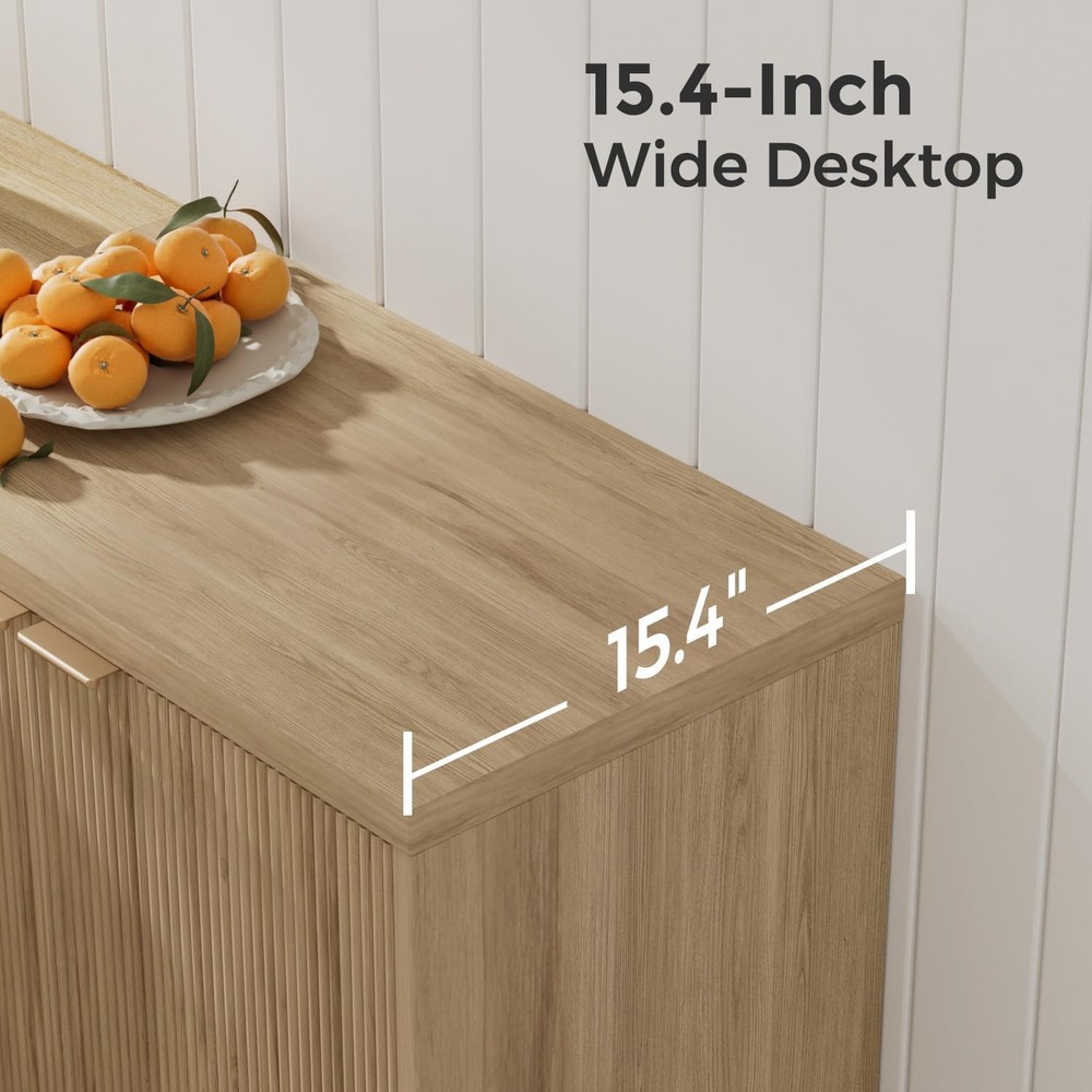 Buffet Cabinet W/ Storage Modern Fluted Accent Sideboard W/ Doors & Adjustable