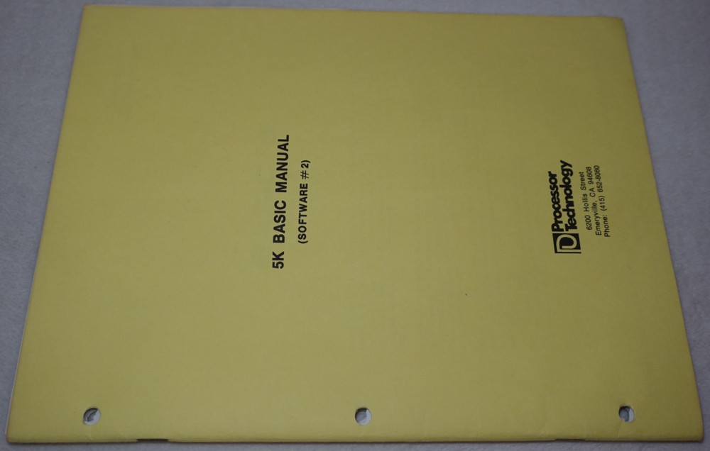 5K Basic Manual Software #2 Processor Technology 1976 Original Publication