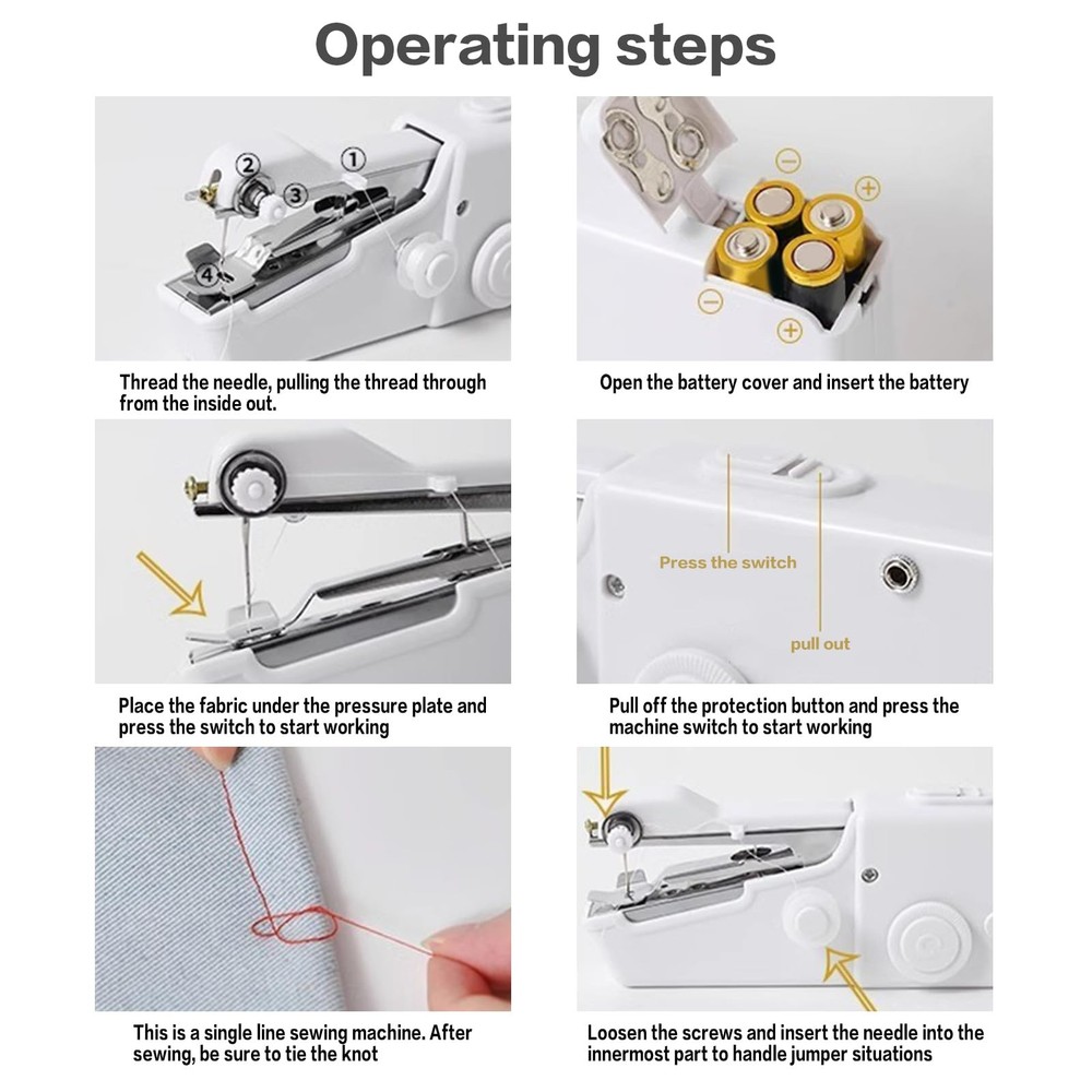 Adults - Mini Hand Held Sewing Stitching Machine for Beginners Machinewith St...
