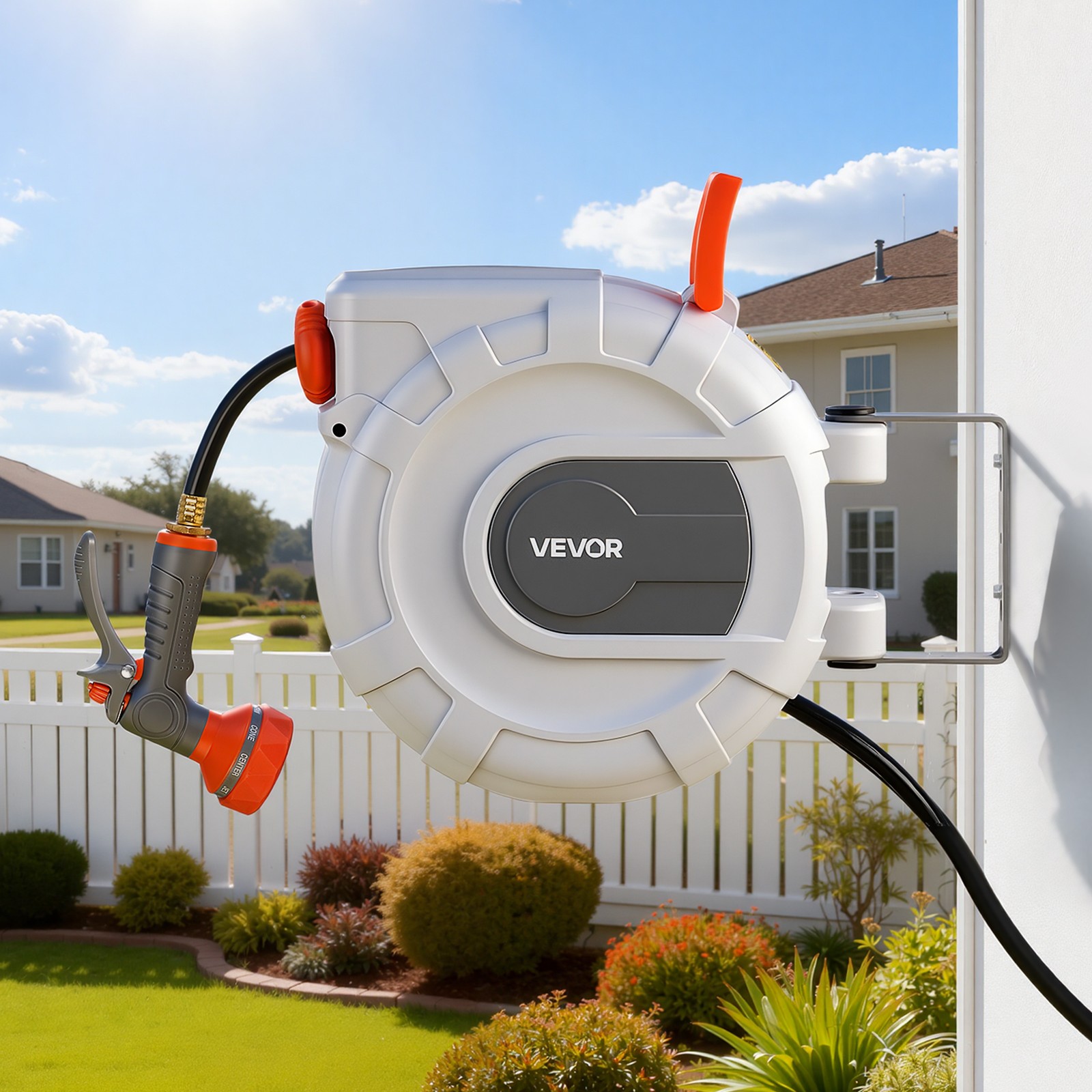 VEVOR Retractable Garden Hose Reel 1/2 in x 50 ft Wall Mount