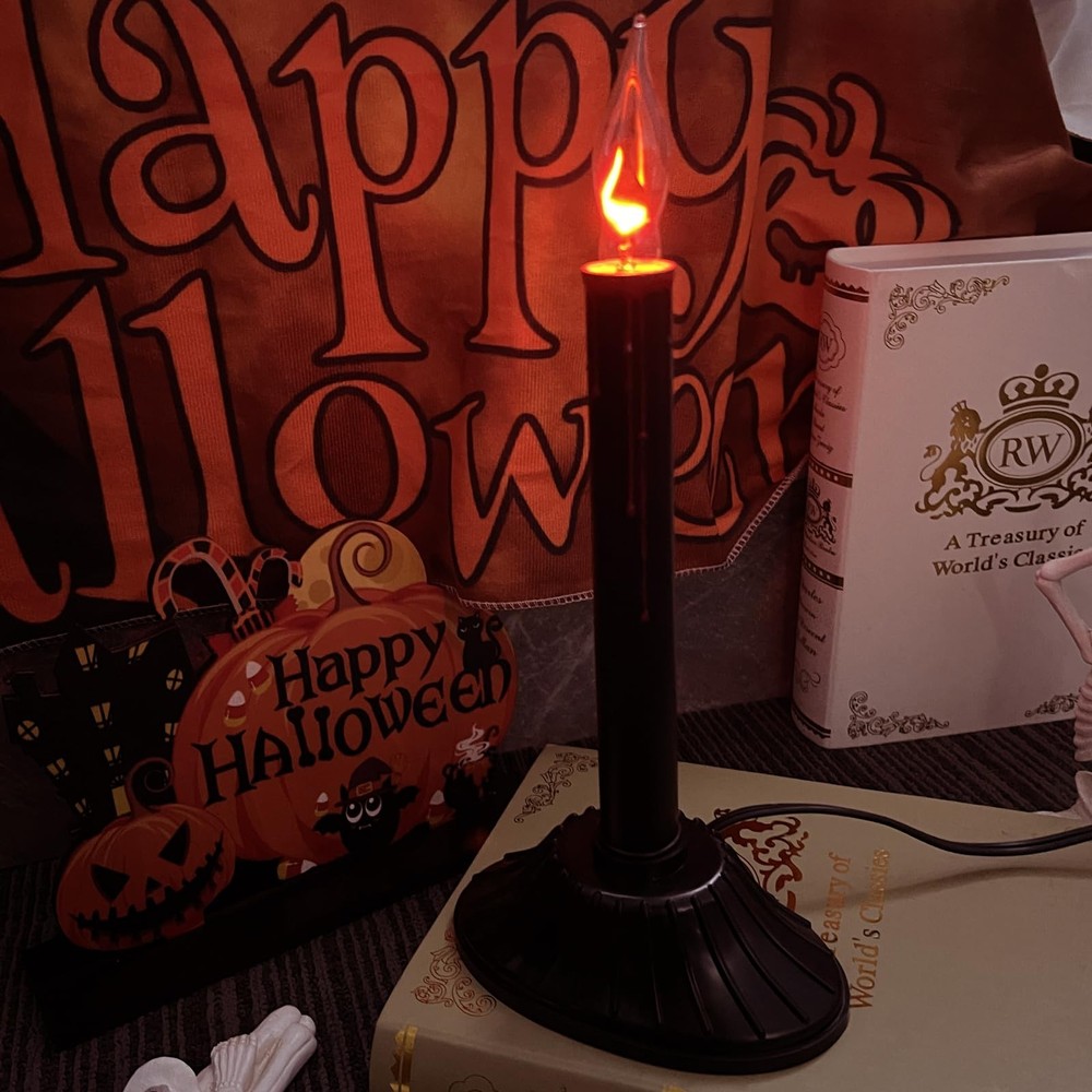 2 Pack Halloween Electric Window Candles, Black 1 Light(2 Pack),