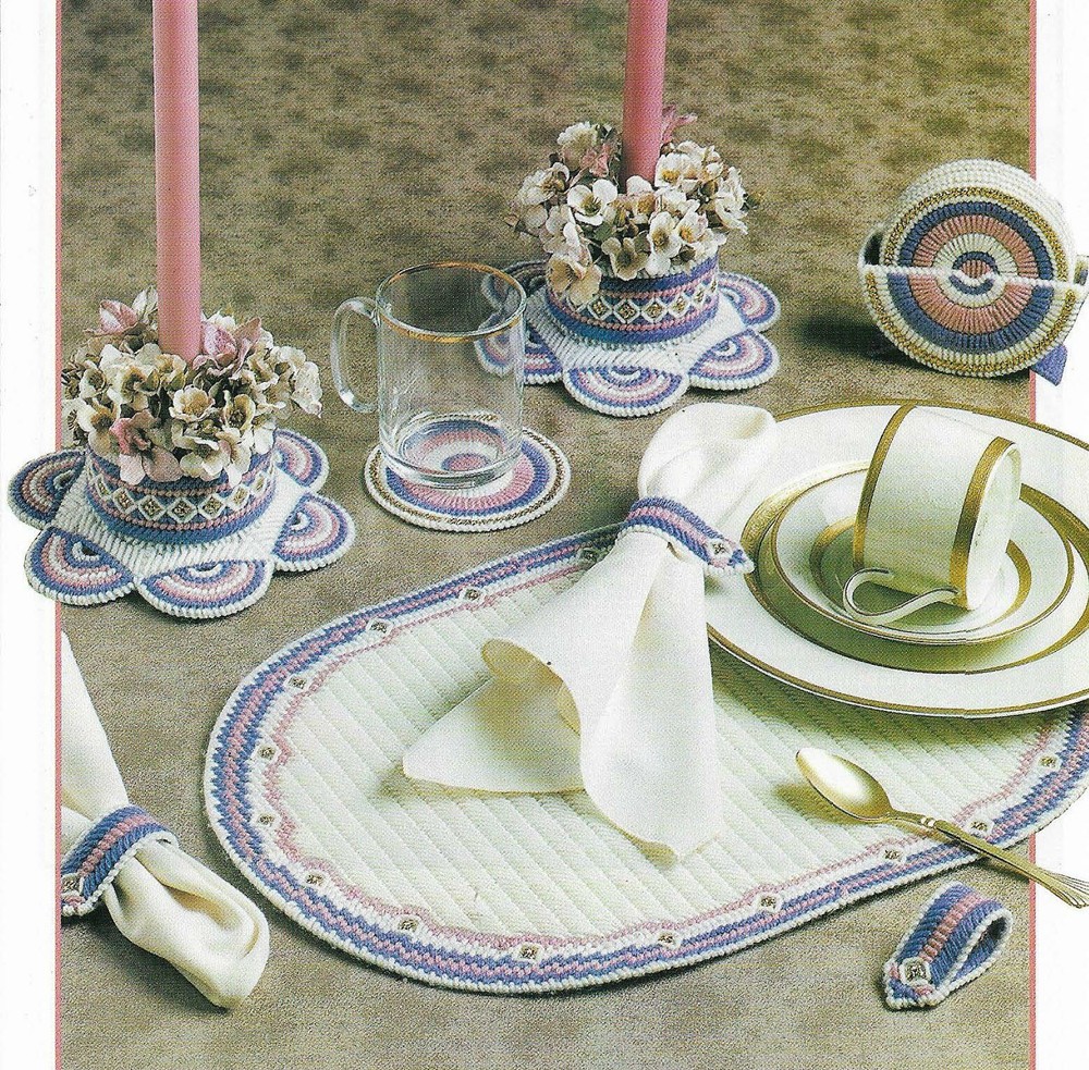 PERFECT SETTING PLACE MAT COASTERS PLASTIC CANVAS PATTERN INSTRUCTIONS