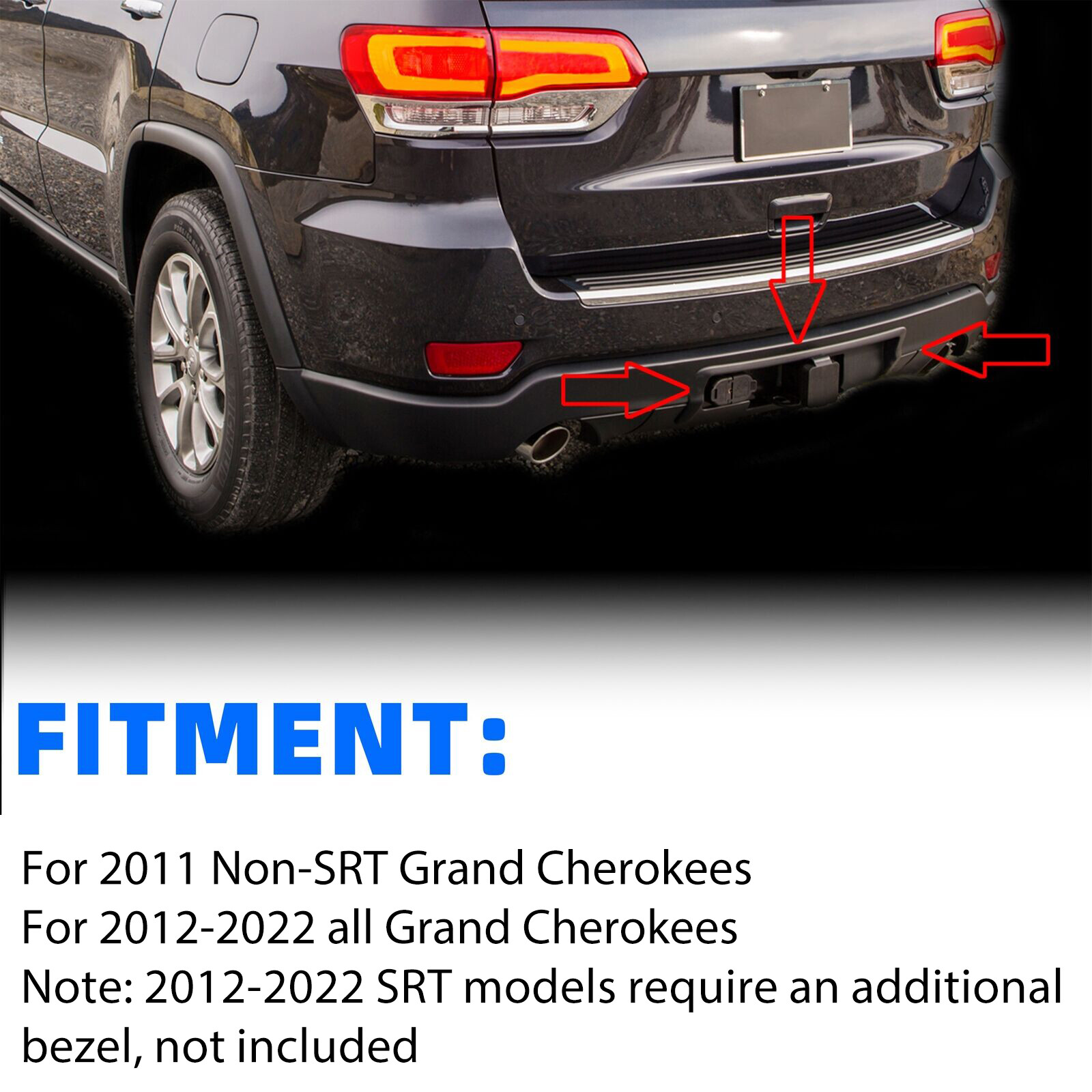 For 2011-2022 Jeep Grand Cherokee Steel Rear Trailer Hitch Receiver Hitch Bezel