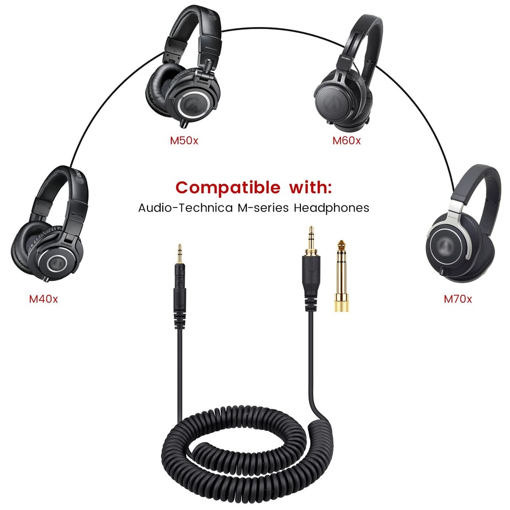 14ft ATH-M50x Replacement Coiled Headphone Cable