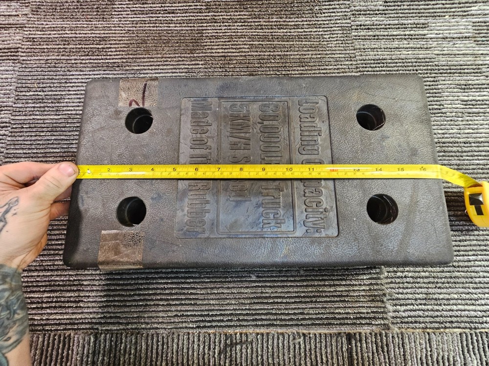 Rectangular Molded 17.5" x 10" 4 Hole Rubber Loading Dock Impact Bumper, Black