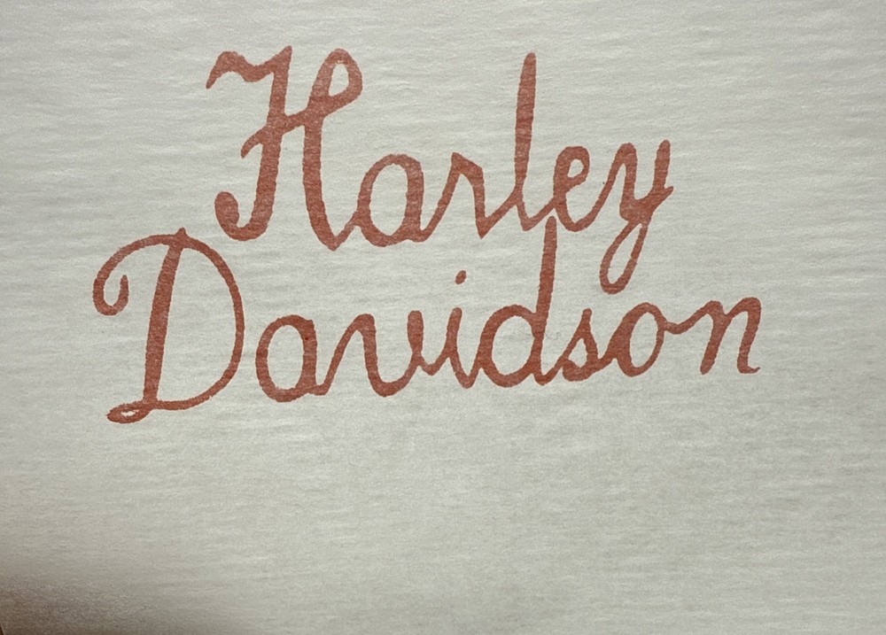 Original Vintage Harley-Davidson Script Logo Motorcycles Mini Iron On Transfer