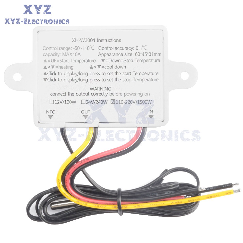 W3001 AC110-220V Digital Temperature Controller 10A Thermostat Control Switch
