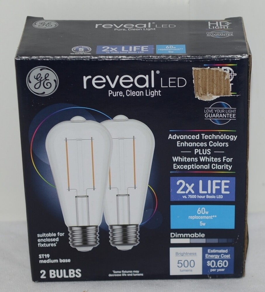 GE Reveal PK 00105876 1 LED HD Light Bulb 2 Pack Advanced Technology