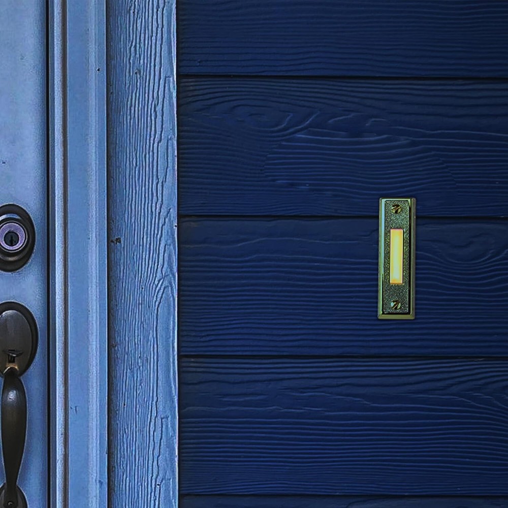 Compact Lighted Doorbell Button in Brass - Easy Installation & Compatibility