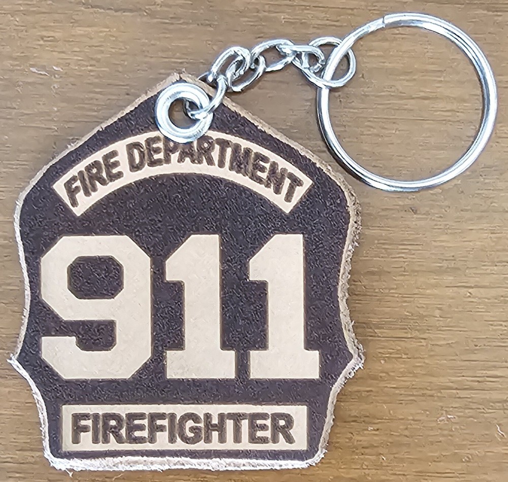 Firefighter LEATHER SHEILD KEYCHAIN