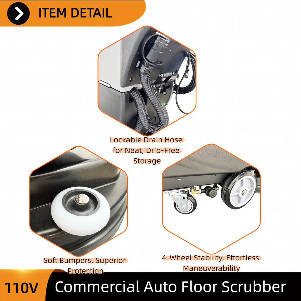 Commercial Automatic Floor Cleaner Machine 110V Multi-functional Scrubber-Dryer