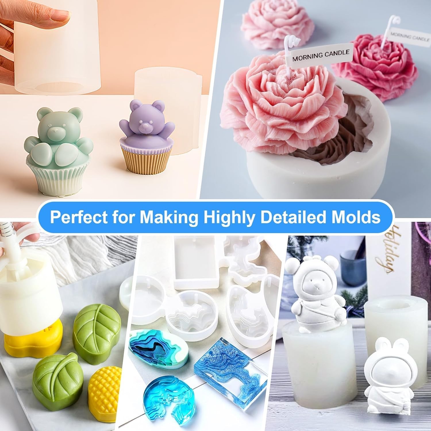 Silicone Mold Making Kit, 38.8oz 15A Elastic Liquid Silica Gel for Casting Resin