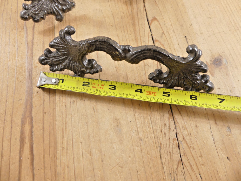2 Cast Iron Drawer Handles Victorian Rustic Knobs Pulls Dresser Farmhouse